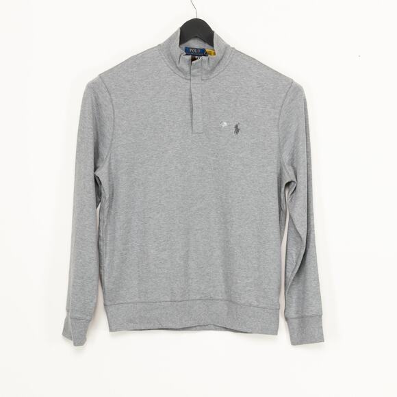 Polo Ralph Lauren Men Luxury Jersey Quarter Zip Pullover Grey Size L - Picture 1 of 7
